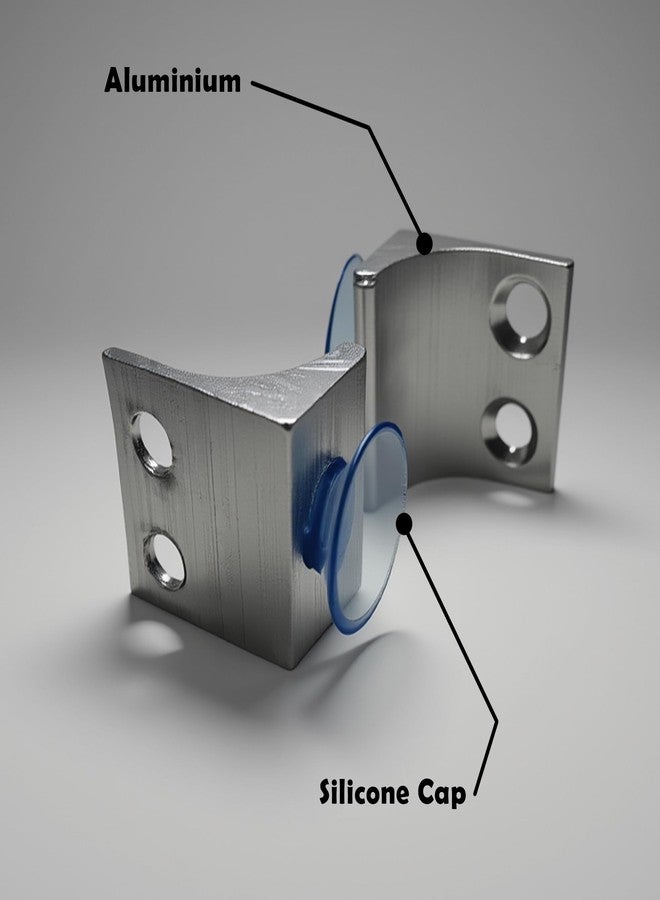 أتلانتيك مشبك تثبيت زاوية قائمة لرف زجاجي من أتلانتيك، مصنوع من الألومنيوم مع كوب شفط (فضي، مقاس قياسي) - عبوة من 10 قطع - Image 2